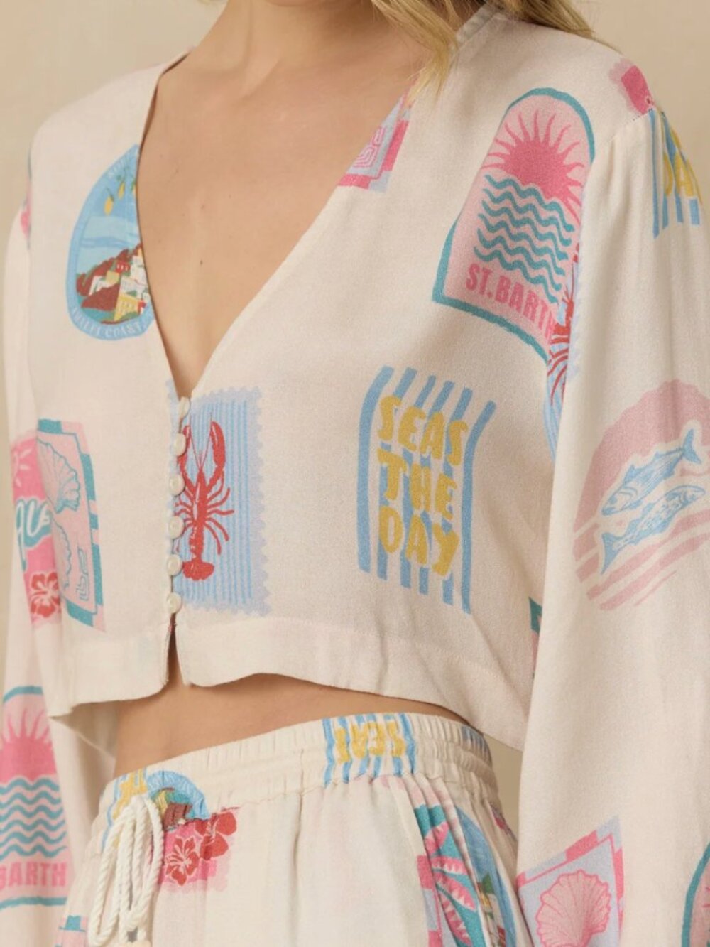 brand new with tags vintage havana Printed Crepe Long Sleeve Blouse